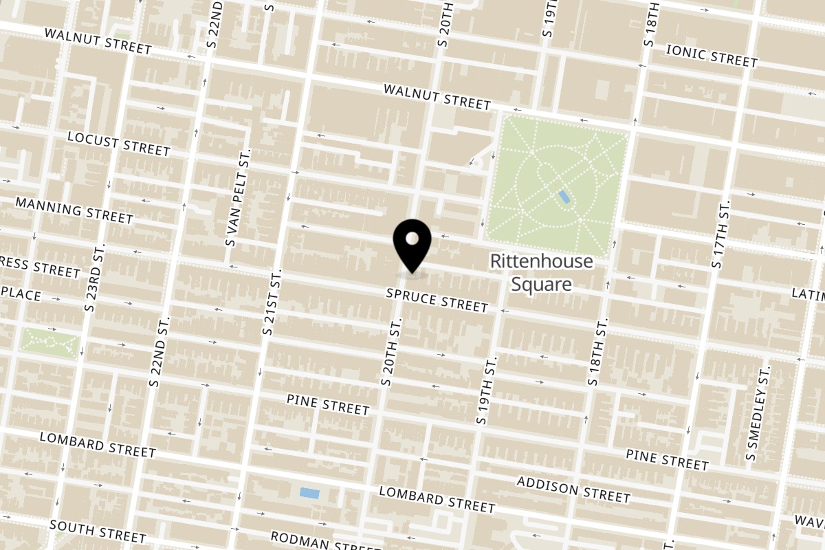 Map showing the location of The Bakeshop on 20th on 269 South 20th Street in Philadelphia